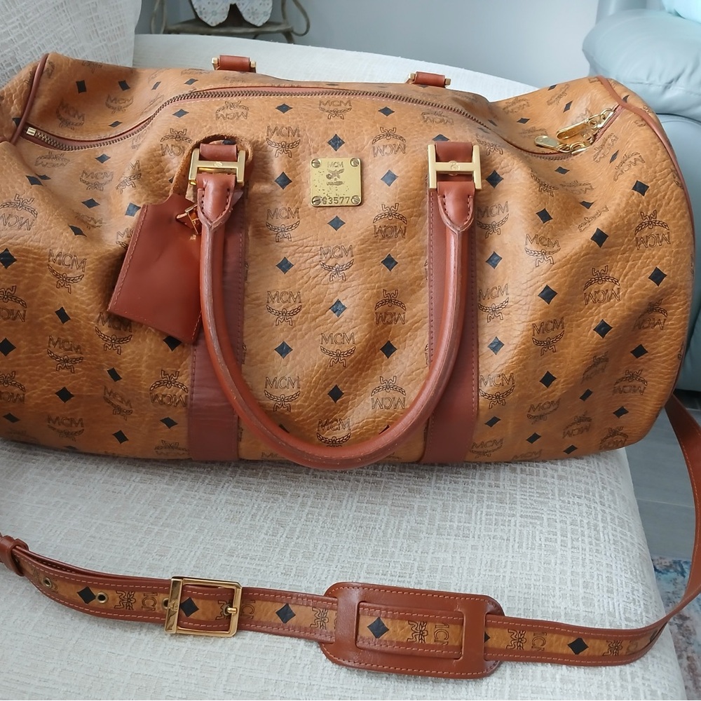 MCM Cognac Visetos Duffel Bag